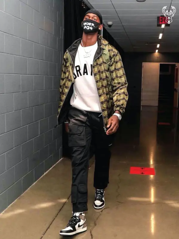 Bobby Portis outfit in Dries Van Noten, Fear of God, and Lifted Anchors, 2021