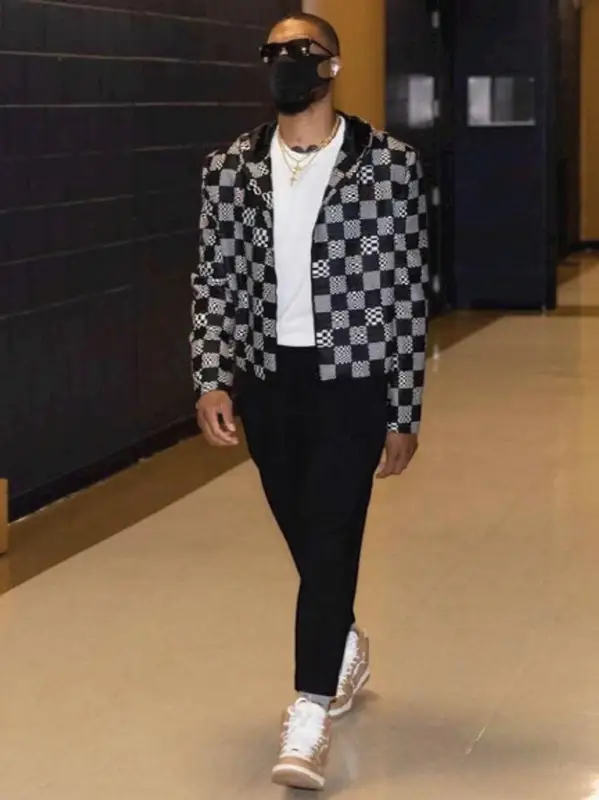 Damian Lillard outfit in Louis Vuitton, Homme, and Issey Miyake, 2021