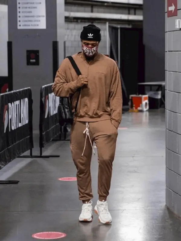 Damian Lillard outfit in Daniel Patrick and Adidas, 2021