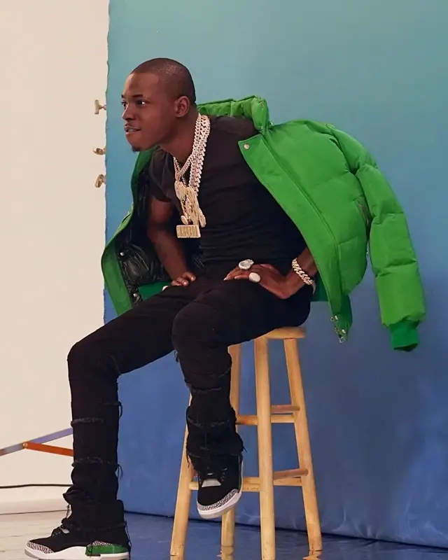 Bobby Shmurda outfit in Alexander McQueen, Valabasas, and Jordan, 2021