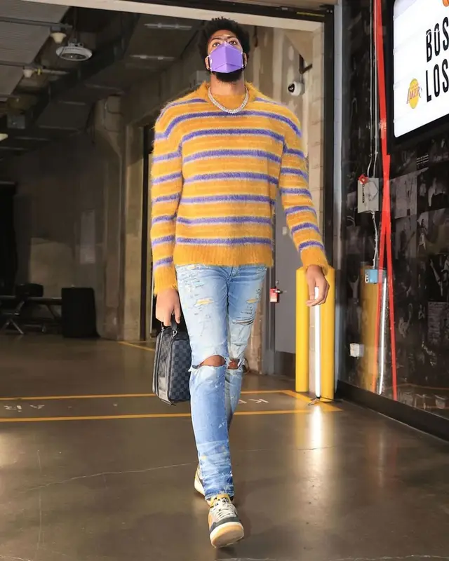 Anthony Davis outfit in Marni, Amiri, and Henry Mask, 2021