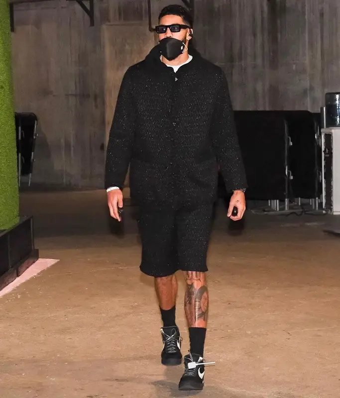 Jayson Tatum outfit in Tommy Hilfiger, Romeo Hunte, and Henry Mask, 2021