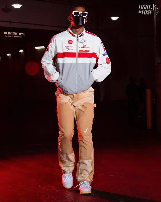 Joshua Christopher outfit in Prada, Gallery Dept., and Louis Vuitton, 2021