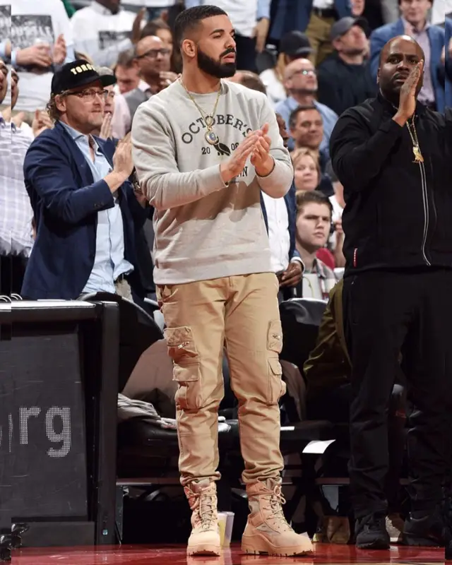 Drake outfit in OVO, Amiri, and Yeezy, 2021