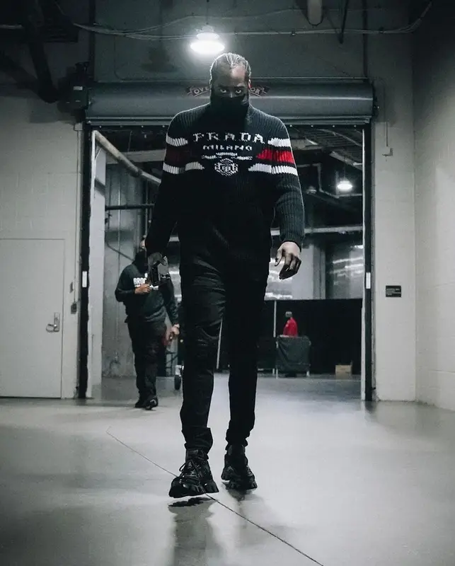 James Harden outfit in Prada and Amiri, 2021