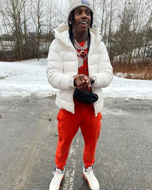 Polo G outfit in Moncler, Alexander McQueen, and Patagonia, 2021