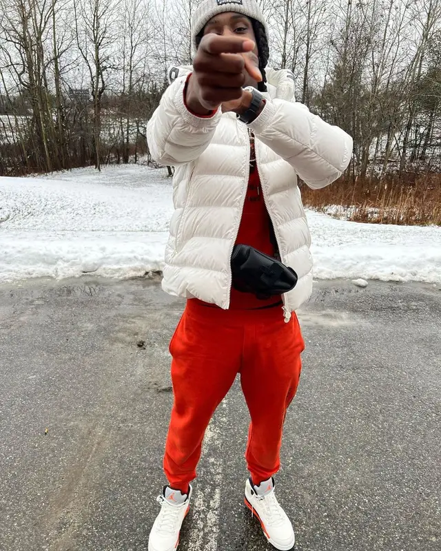 Polo G outfit in Moncler, Alexander McQueen, and Patagonia, 2021
