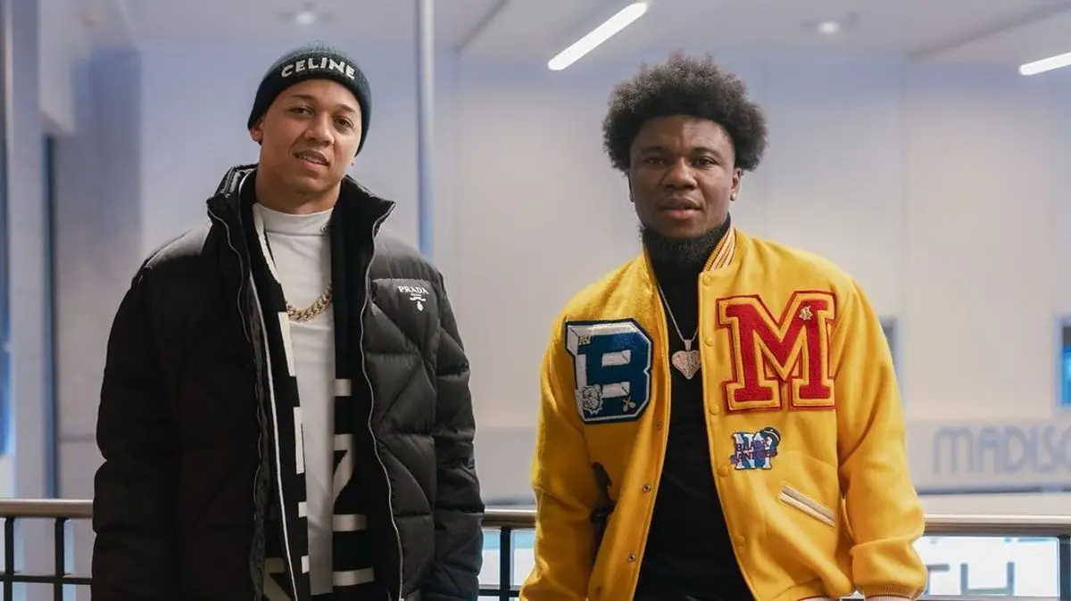 Lil Bibby outfit in Prada, Thom Browne, and Celine, 2021
