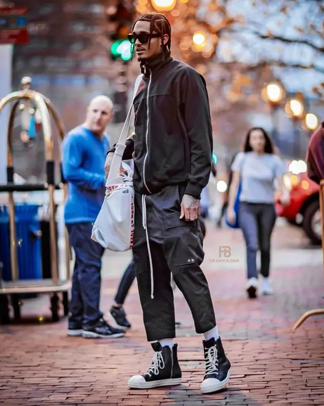 Jordan Clarkson outfit in Rick Owens and Louis Vuitton, 2021