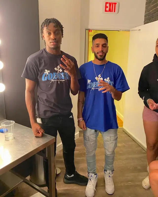 Lil Tjay outfit in Amiri, Alexander McQueen, and Nike, 2021