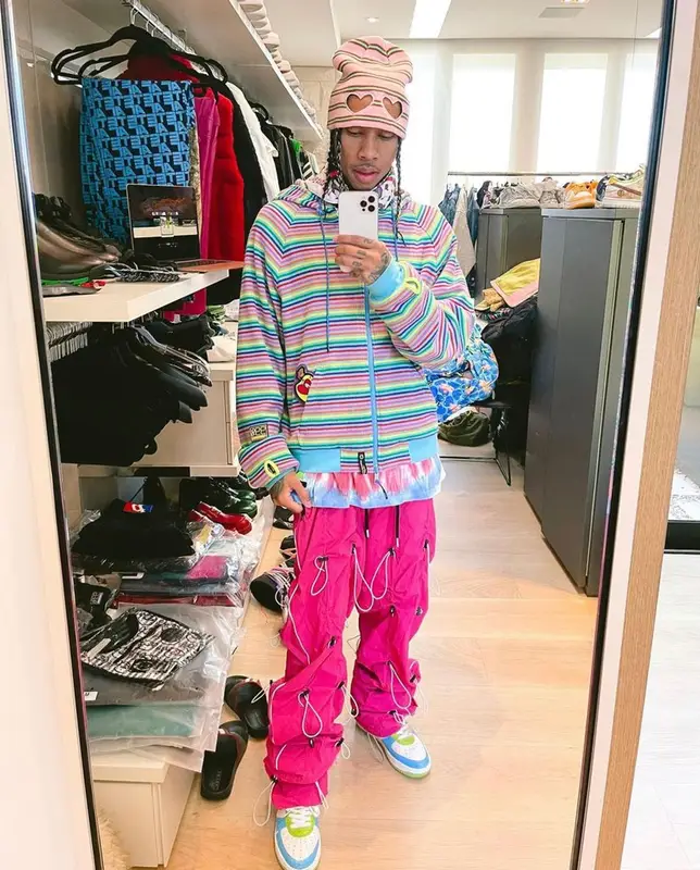 Tyga outfit in Bape, 99%IS, and Nike, 2021