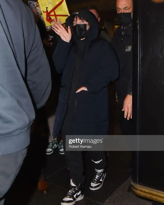 Billie Eilish outfit in Fear of God, Nike, and Ambush, 2021