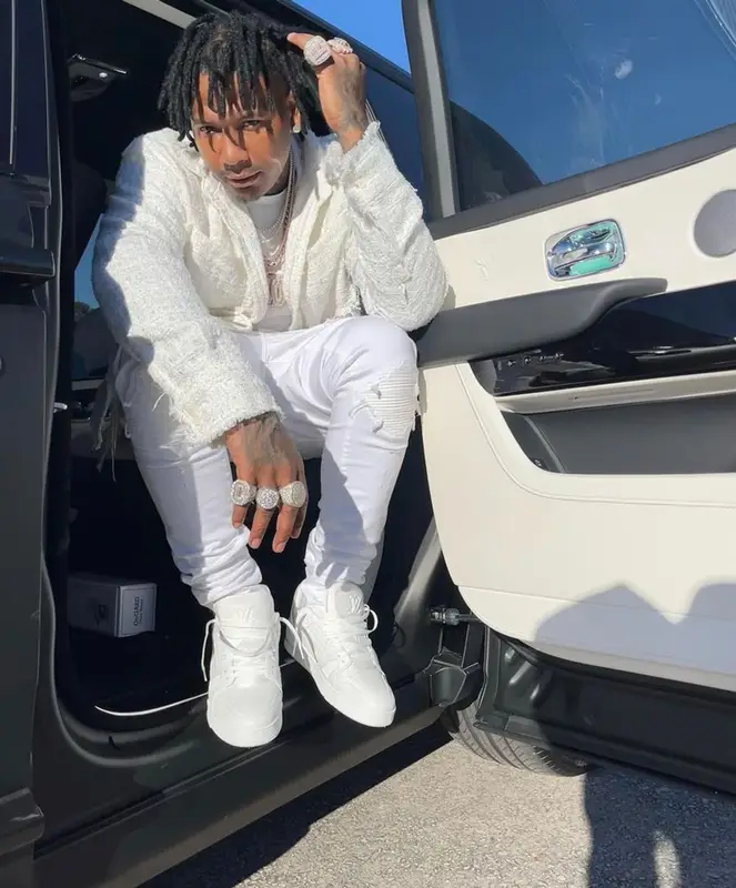 Moneybagg Yo outfit in Faith Connexion, Amiri, and Louis Vuitton, 2021