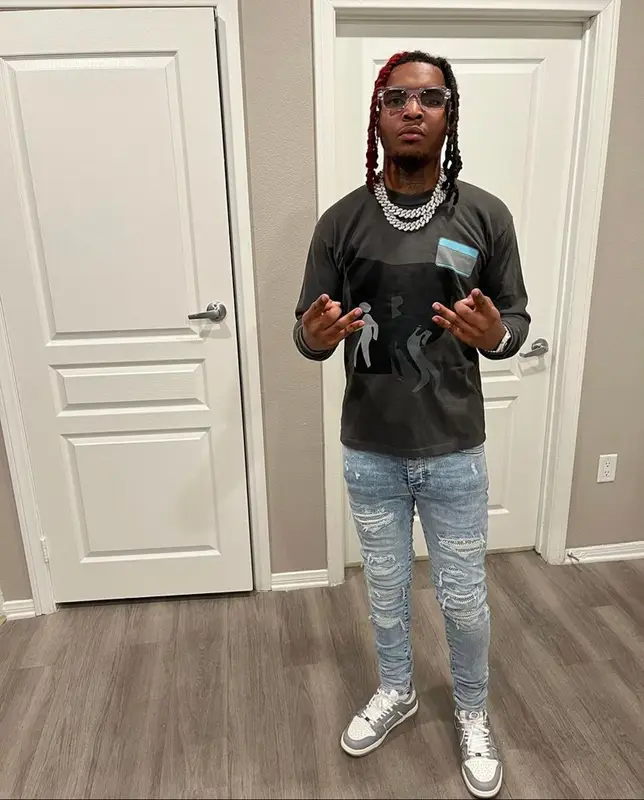 Lil Keed outfit in Pedestrian and Amiri, 2021