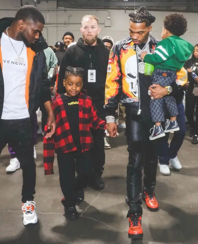 Lil Baby outfit in Supreme and Vanson Leathers, 2021