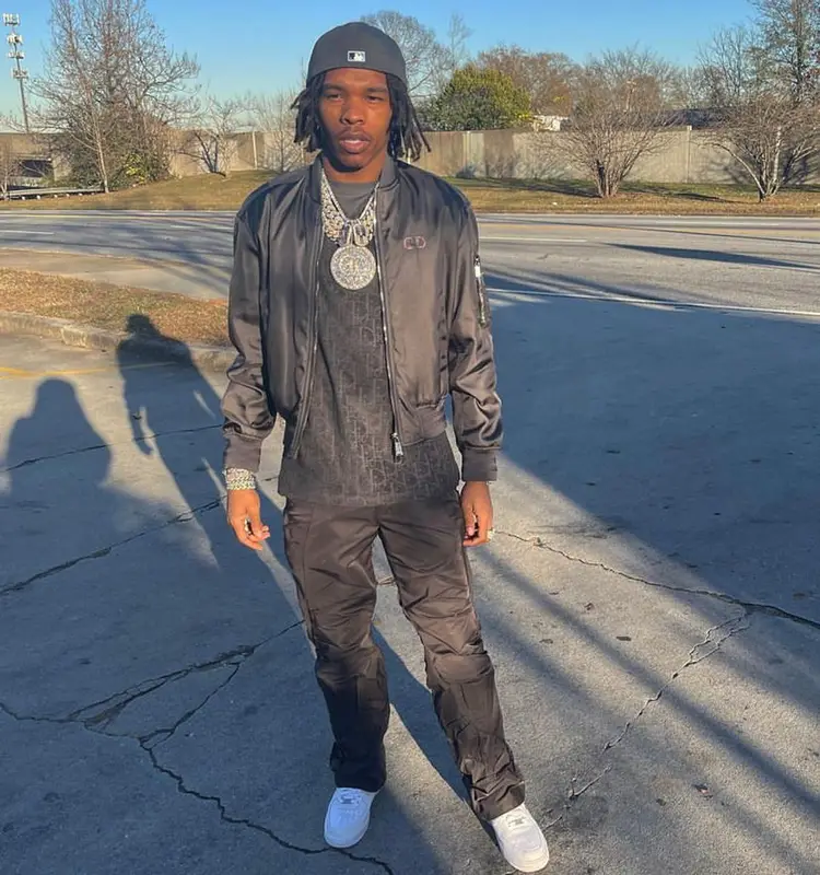 Lil Baby outfit in Dior, Bottega Veneta, and Nike, 2021
