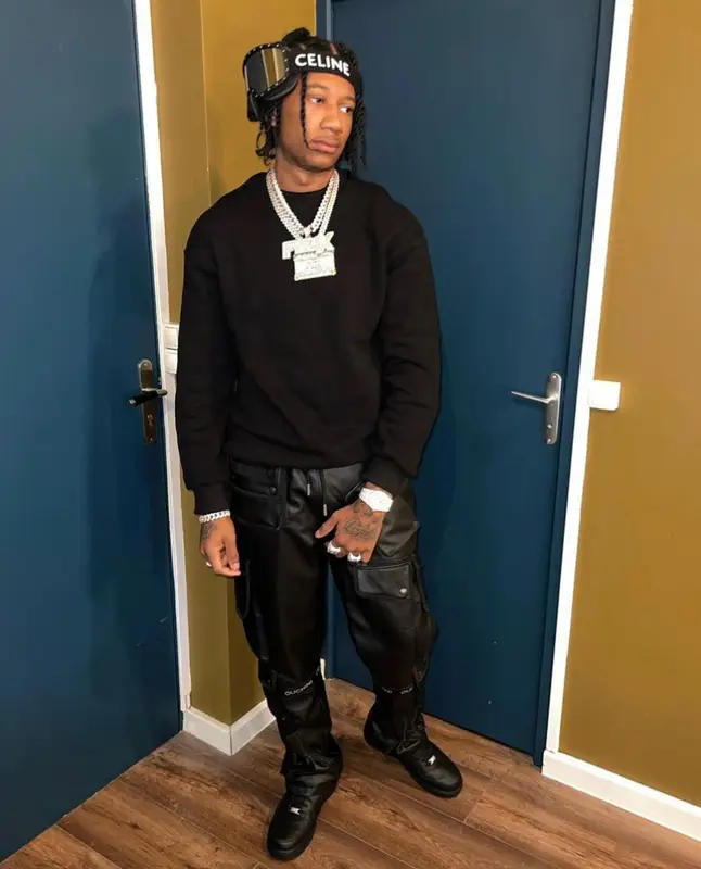 Digga D outfit in Nike, Celine, and The North Face, 2021