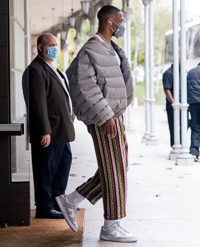 Russell Westbrook outfit in Bode, Nike, and Henry Mask, 2021