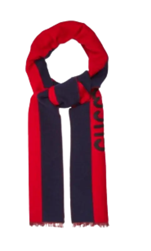 Gucci Applique Striped Wool Scarf $610