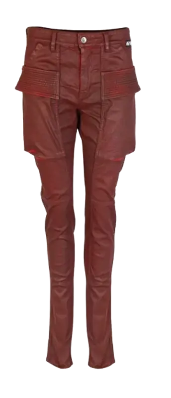Rick Owens Cut Red Wax Jeans | WHAT'S 