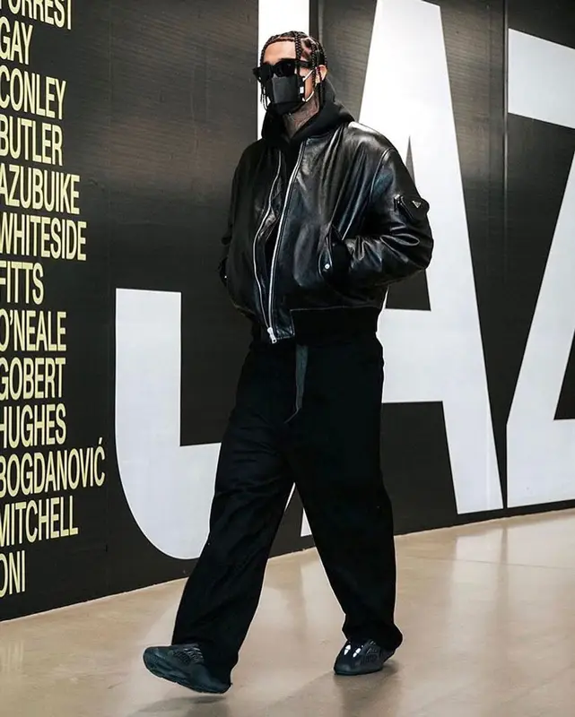 Jordan Clarkson outfit in Prada, Adidas, and Henry Mask, 2021
