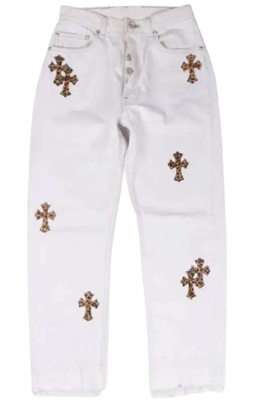 Chrome Hearts x Levi's White Leopard Cross Patch Jeans – SHENGLI