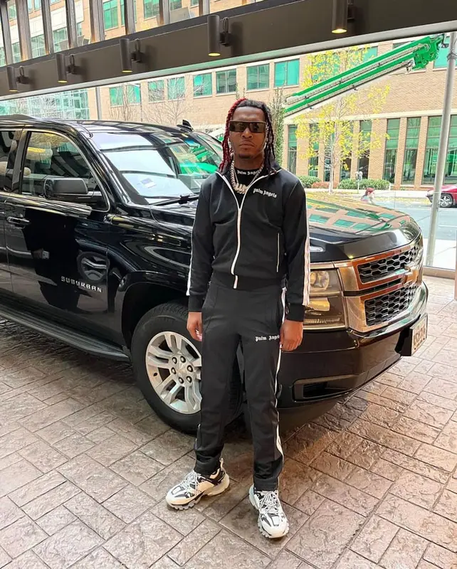 Lil Keed outfit in Palm Angels and Balenciaga, 2021
