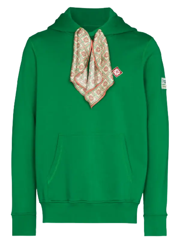 Casablanca Scarf Embellished Organic Cotton Hooded Sweatshirt $501
