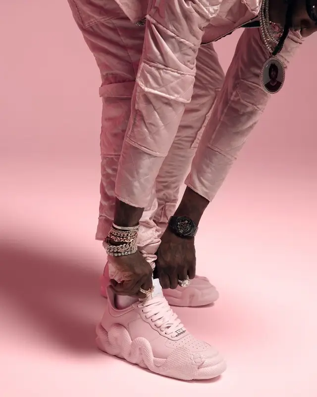 Young Thug outfit in Giuseppe Zanotti and Young Thug Merch, 2021
