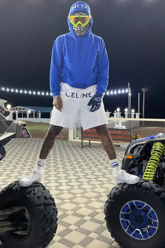 Future outfit in Celine, Nike, and Alpinestars, 2021