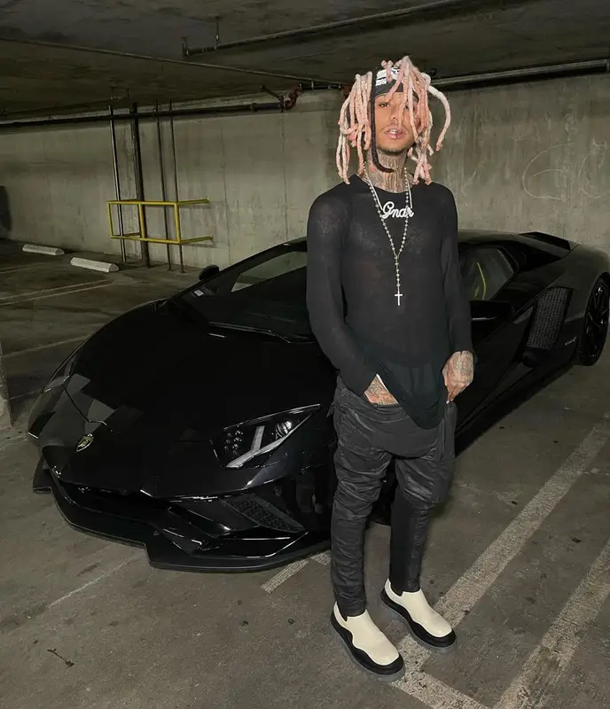 Lil Gnar outfit in Rick Owens and Bottega Veneta, 2021