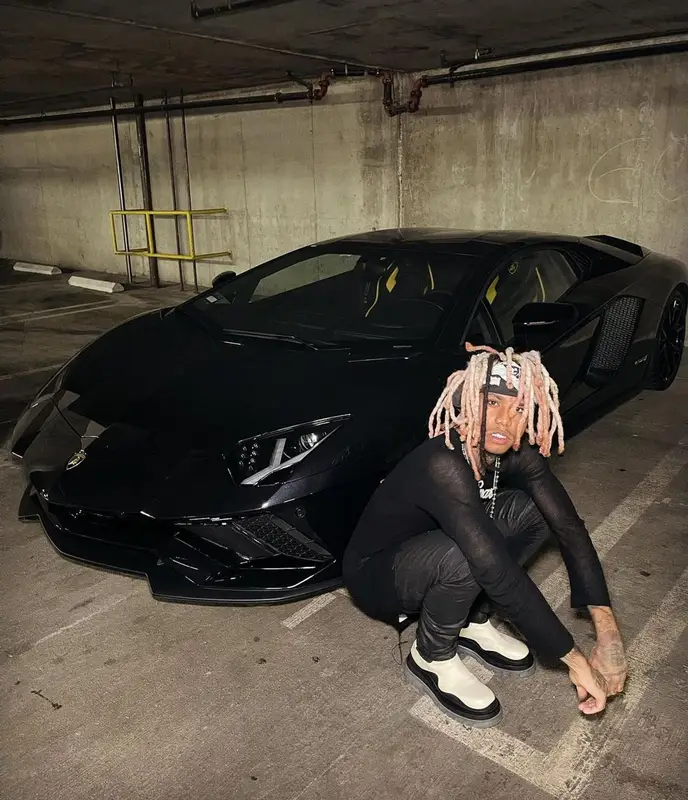 Lil Gnar outfit in Rick Owens and Bottega Veneta, 2021