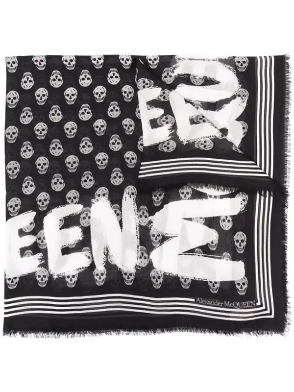 Alexander McQueen Skull-Print Logo Scarf $260