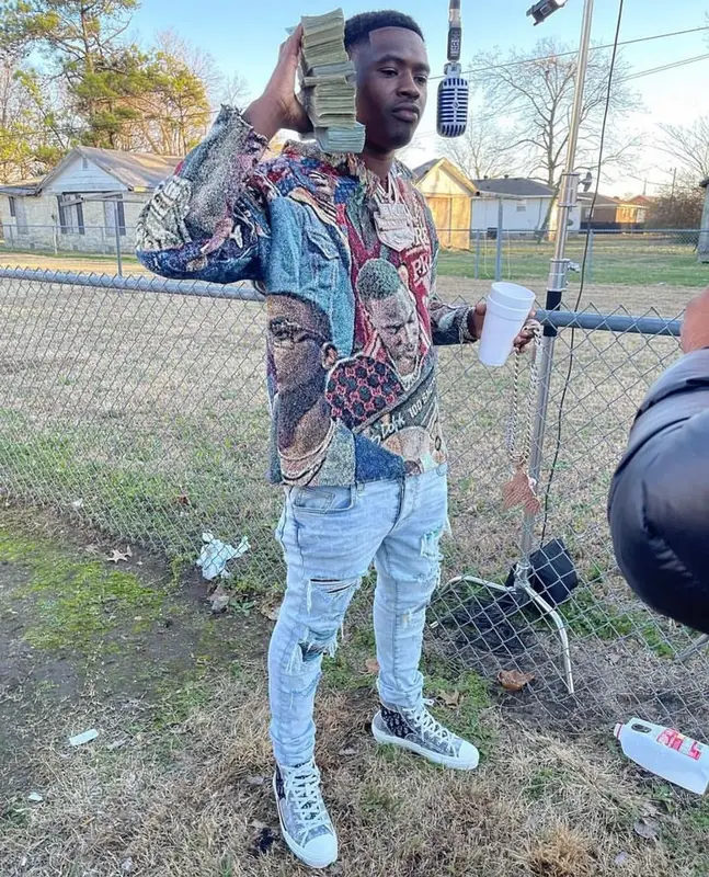Bankroll Freddie outfit in Mob Haus, Amiri, and Dior, 2021