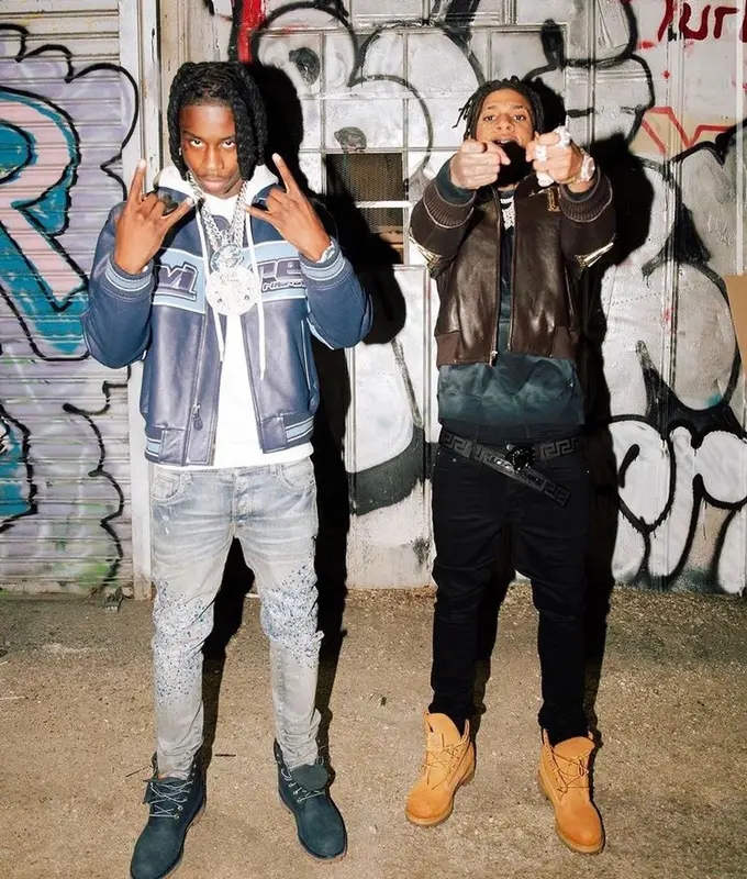 Polo G outfit in Avirex, Amiri, and Timberland, 2021