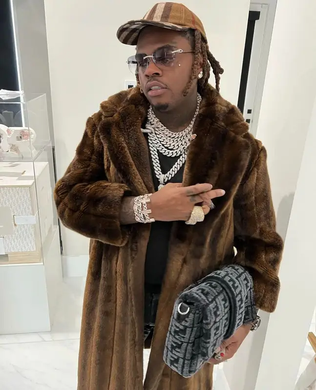 Gunna outfit in Fendi, Cartier, and Burberry, 2021