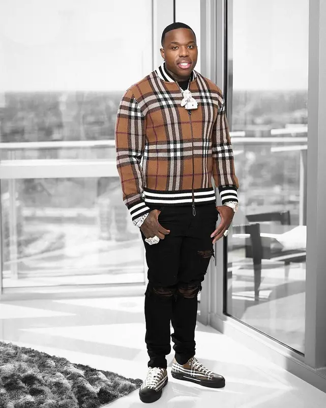 BandMan Kevo outfit in Burberry and Amiri, 2021
