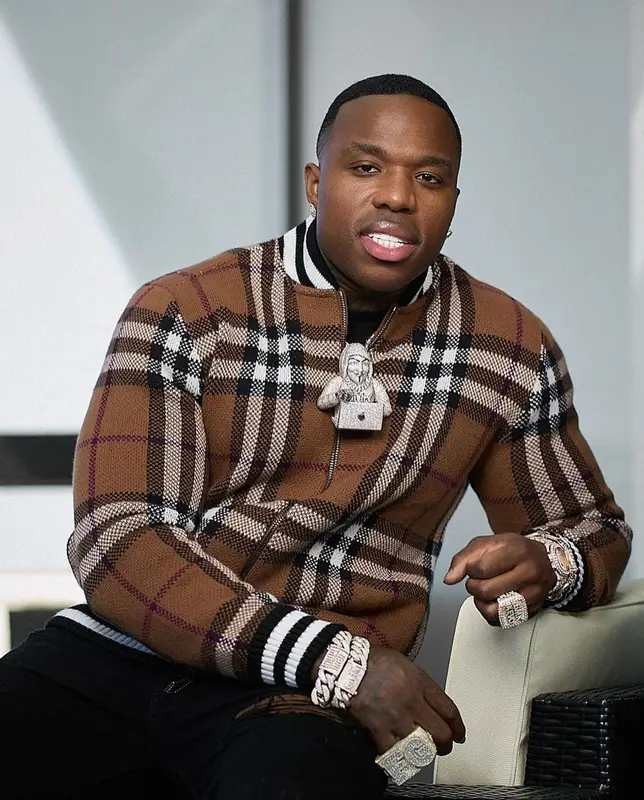 BandMan Kevo outfit in Burberry and Amiri, 2021