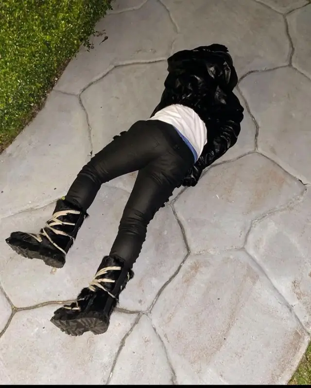 Trippie Redd outfit in Rick Owens, Akings, and Chrome Hearts, 2021