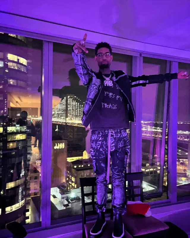 PnB Rock outfit in Rick Owens and Gallery Dept., 2021