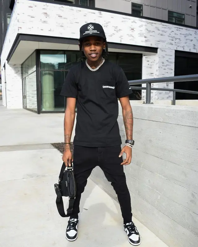Jhacari outfit in Amiri, Prada, and Chrome Hearts, 2021