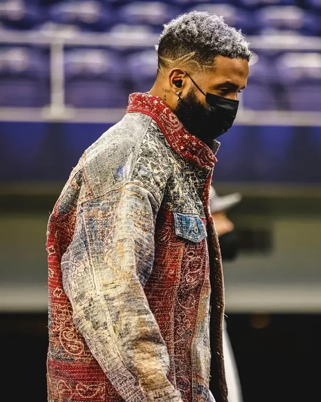 Odell Beckham Jr outfit in Proleta Re Art, Kapital, and Nike, 2021