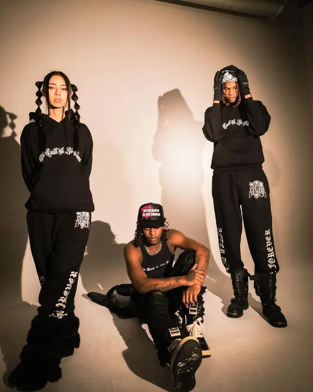 UnoTheActivist outfit in Rick Owens, Converse, and After Death Is Life Forever, 2021