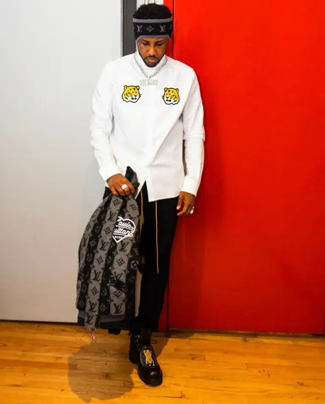 Fabolous outfit in Rhude and Louis Vuitton, 2021