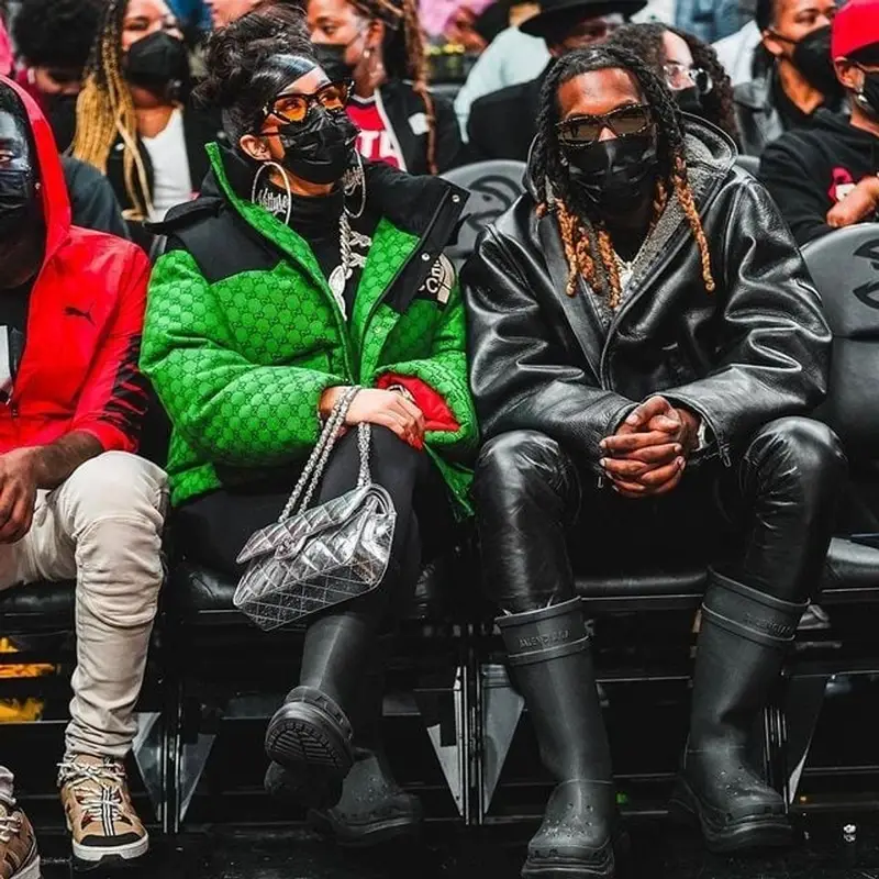Cardi B outfit in Gucci, Chanel, and The North Face, 2021