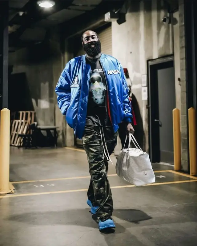 James Harden outfit in Balenciaga, Celine, and Goyard, 2021