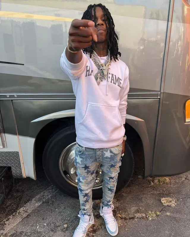Polo G outfit in Polo G Merch, Amiri, and Chemist, 2021