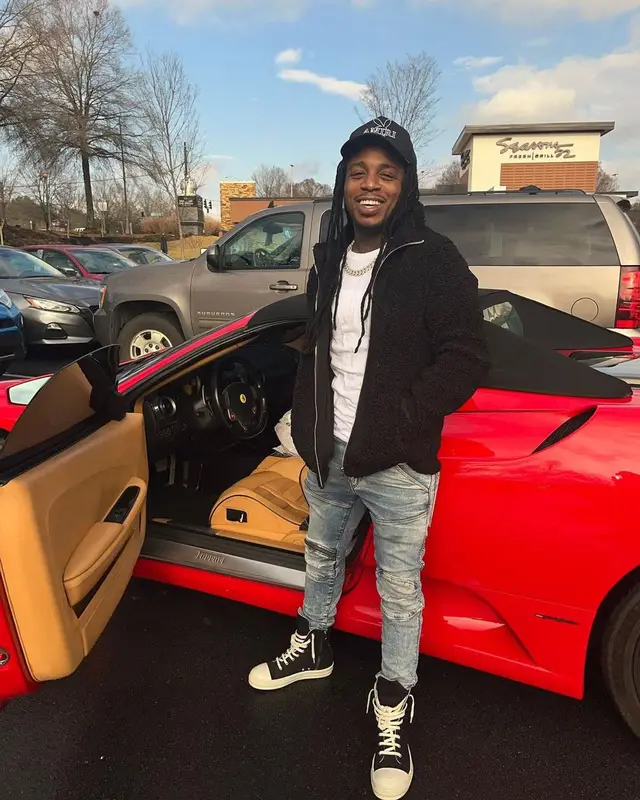 Jacquees outfit in G - Star, Amiri, and Playboy, 2021