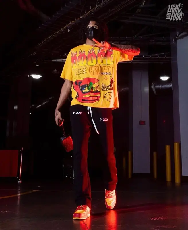 Jalen Green outfit in Kool Kiy, Project 222, and Louis Vuitton, 2022