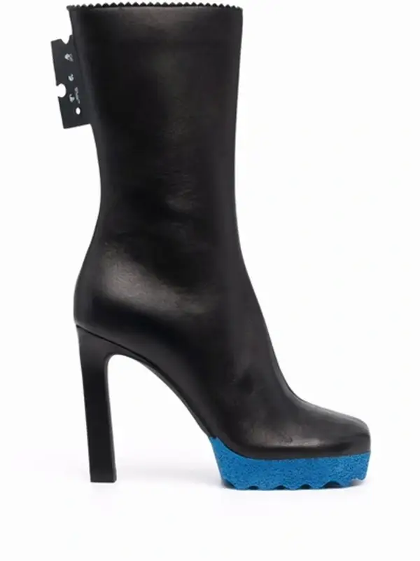 Off-White Sponge Calfskin Razor Black Ankle Boots $1385